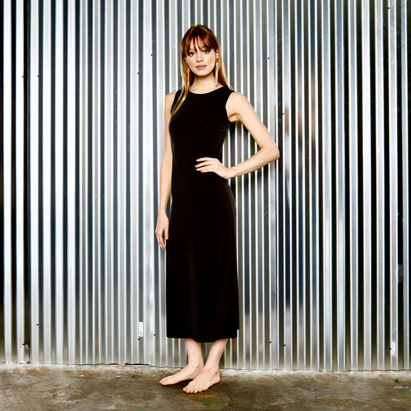 maxi slip without sleeves BLACK